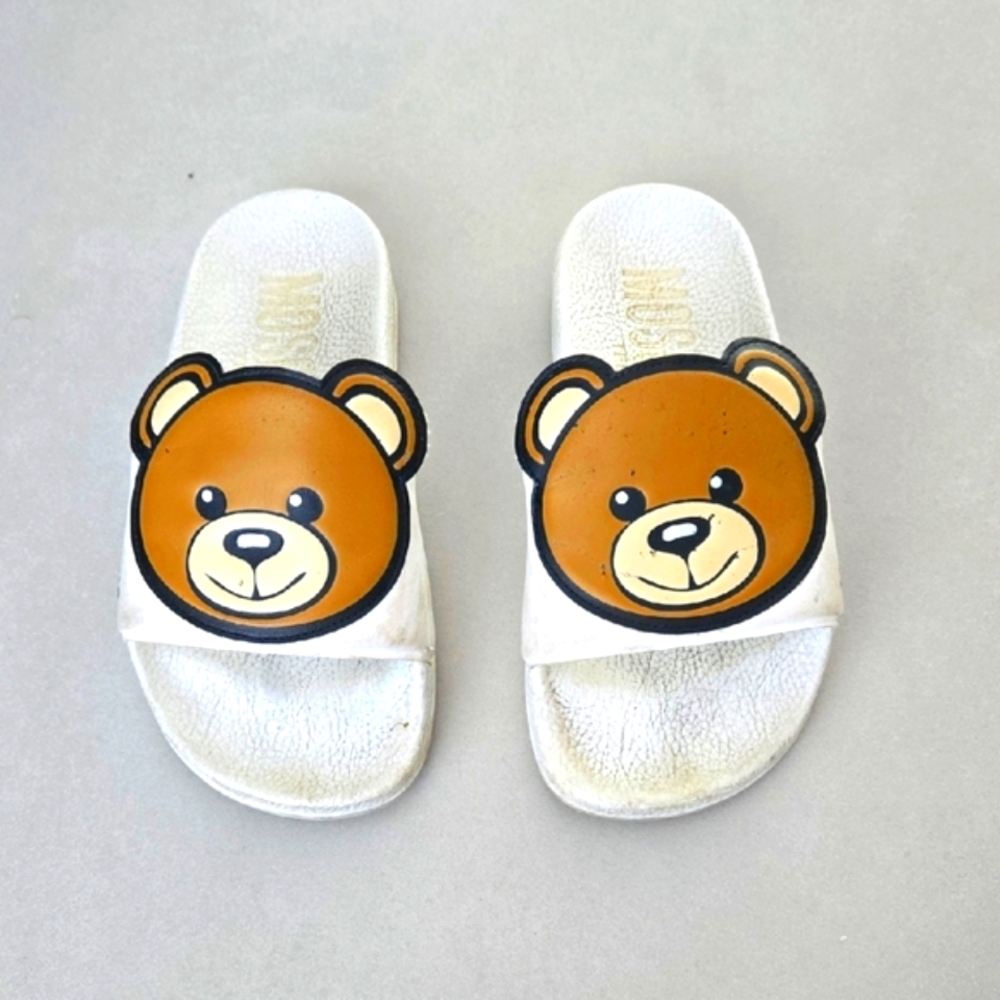 Moschino Kids Macro Teddy Bear Slides in Rubber